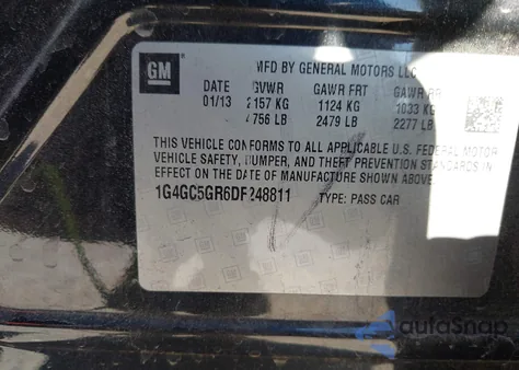 2013 Buick Lacrosse Leather Group from USA, damaged, VIN 1G4GC5GR6DF248811